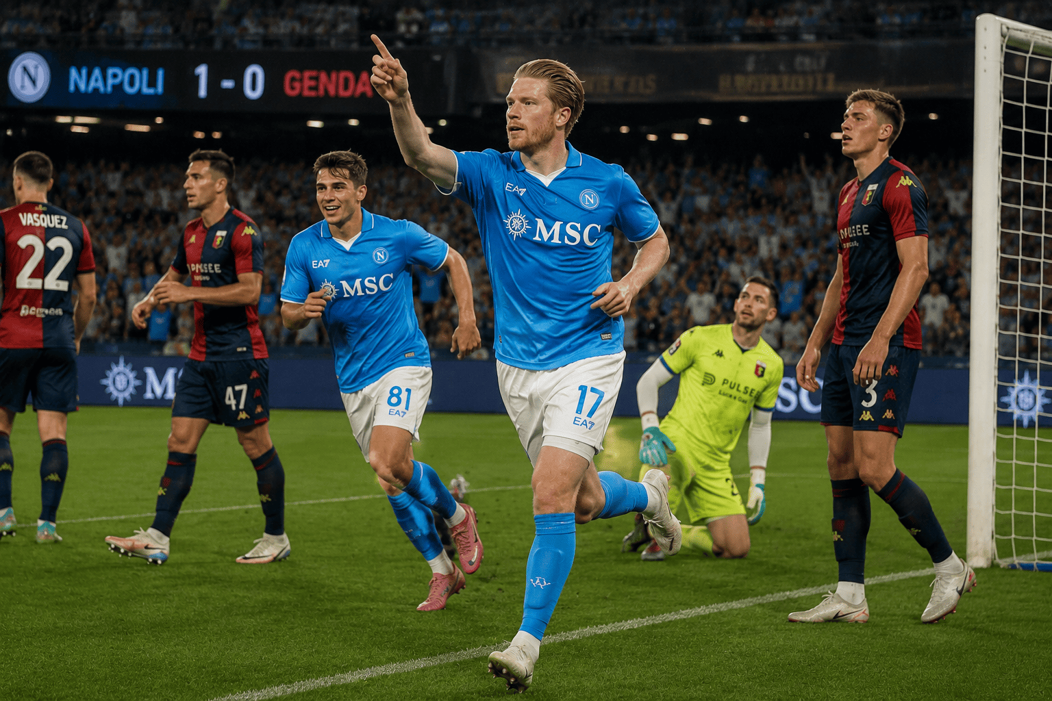 Naples s'impose face au Genoa grâce à Kevin de Bruyne en Serie A