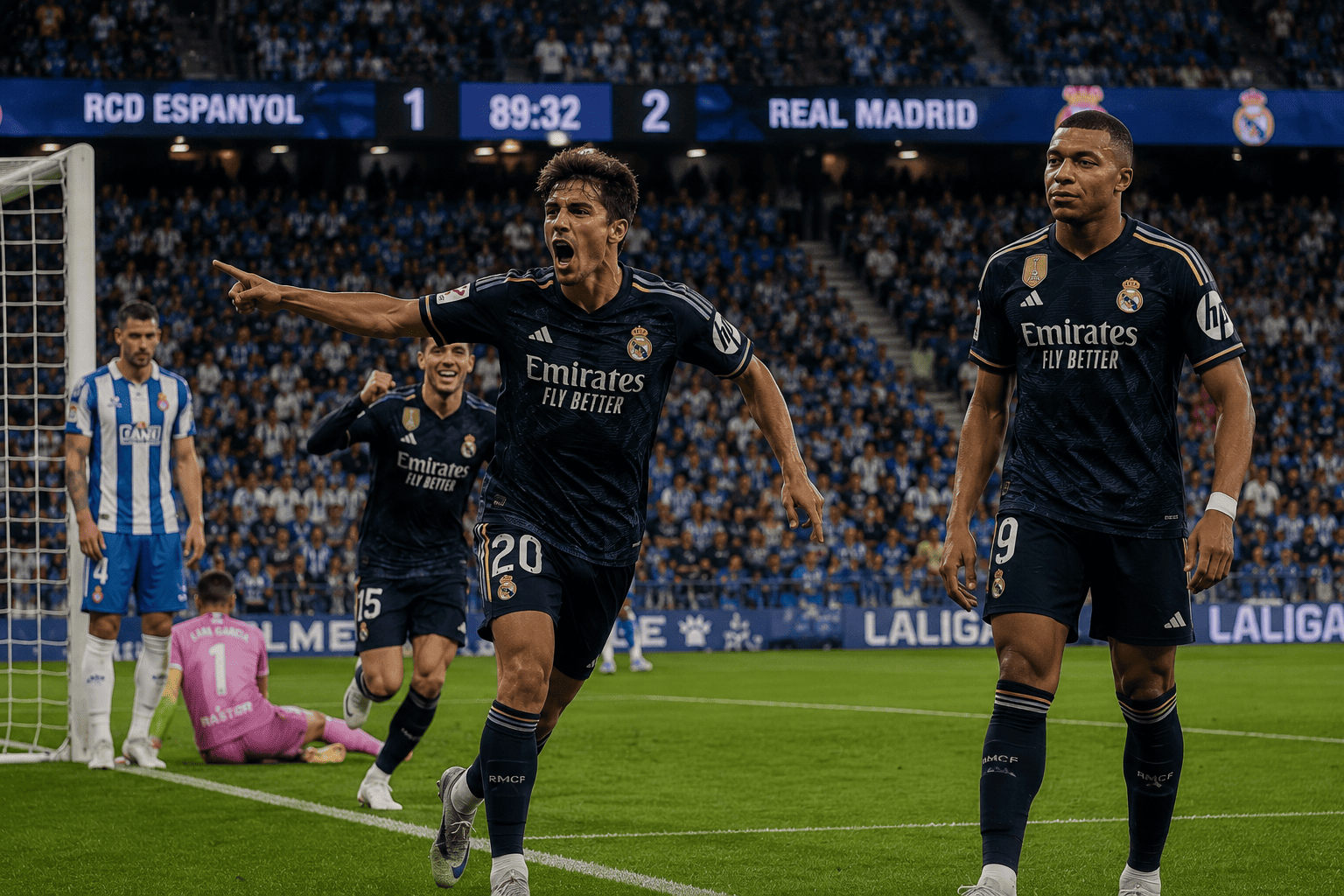Le Real Madrid s'impose 2-1 face à l'Espanyol Barcelone en Liga