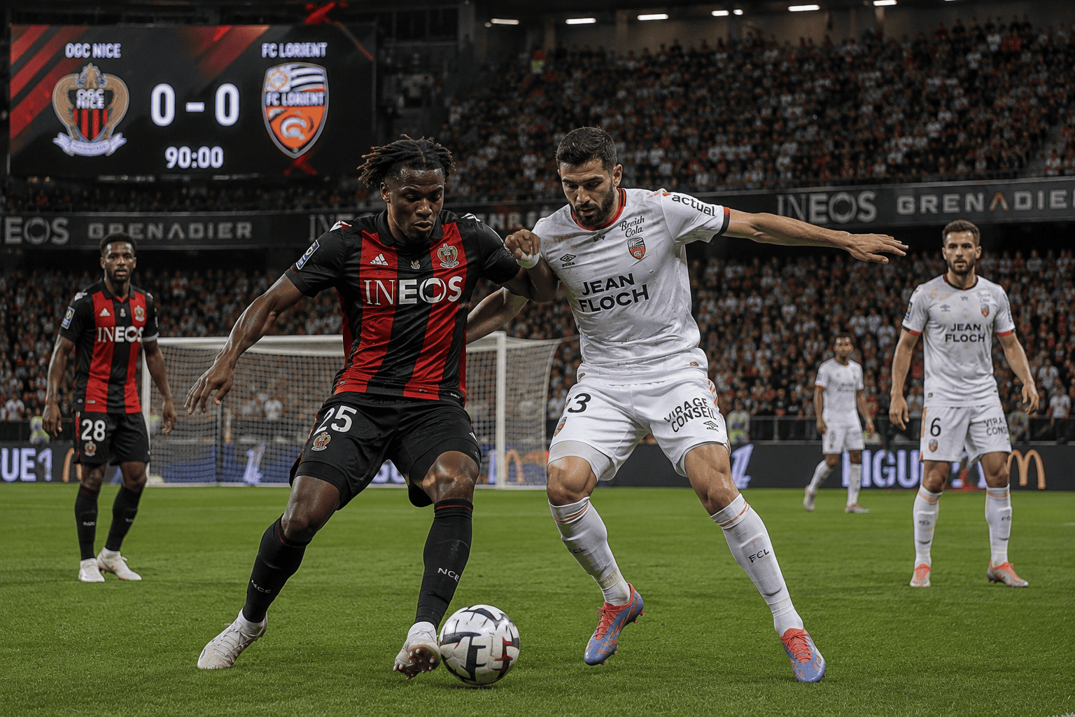 Lorient et Nice se neutralisent 0-0 en ouverture de la Ligue 1
